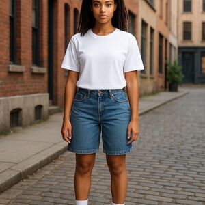 Levi Women’s Bermudas 545’s Size 6 99% cotton Faded 11.5” long Waist 32” Midrise